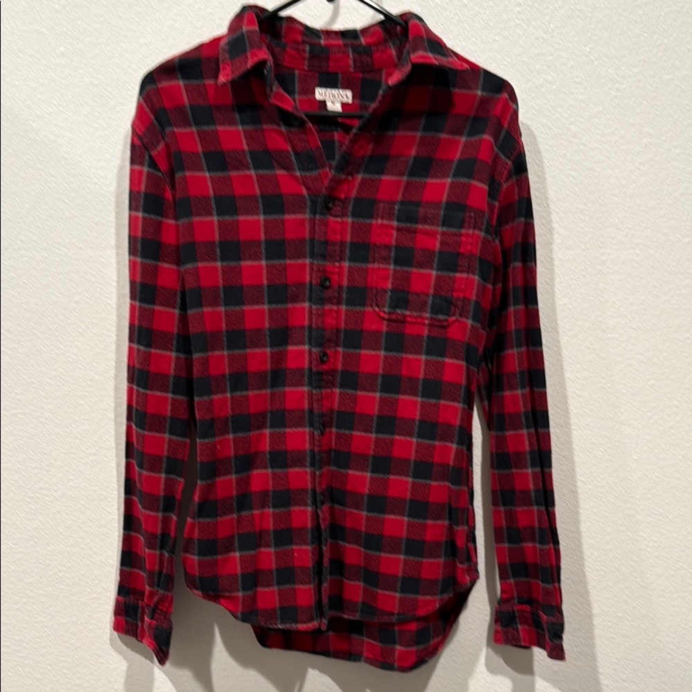 Levi's Men's Red and Black Plaid Shirt